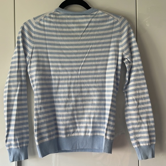 Tommy Hilfiger Baby Blue and White Striped V-neck Sweater - size S - Picture 3 of 7